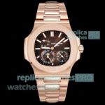 3K Factory Super Clone Patek Philippe Nautilus 5712 Chocolate Rose Gold 40mm Power Reserve Watch